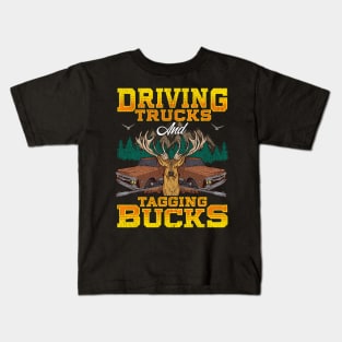 Driving Trucks Tagging Bucks Kids T-Shirt